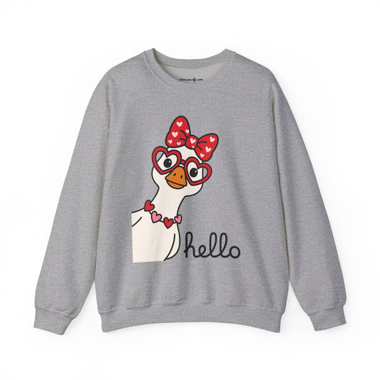 Goose with Heart Glasses sweatshirt | Hello graphic crewneck