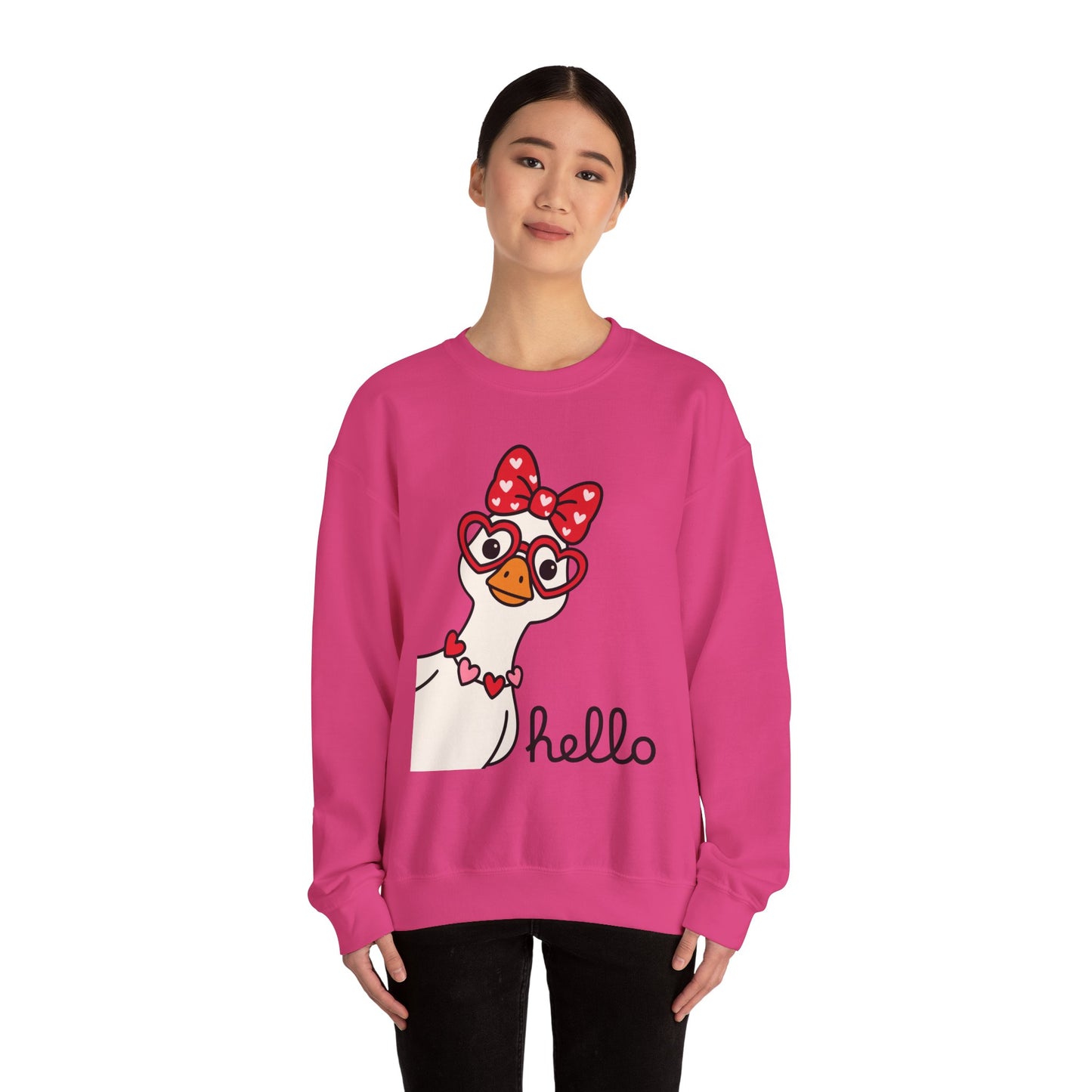 Goose with Heart Glasses sweatshirt | Hello graphic crewneck