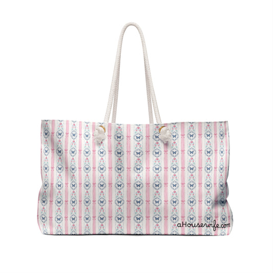 Striped and Butterfly Tote Bag
