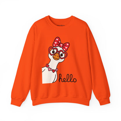 Goose with Heart Glasses sweatshirt | Hello graphic crewneck