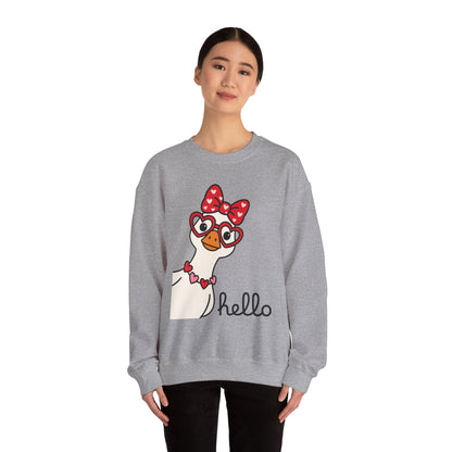 Goose with Heart Glasses sweatshirt | Hello graphic crewneck