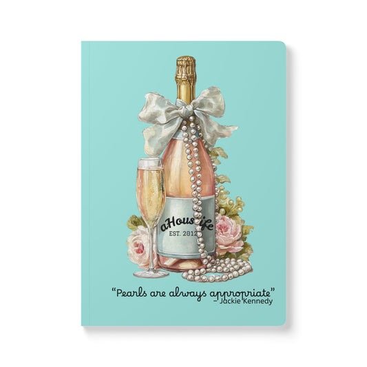 Champagne Bottle with Pearls Journal | Softcover Notebook