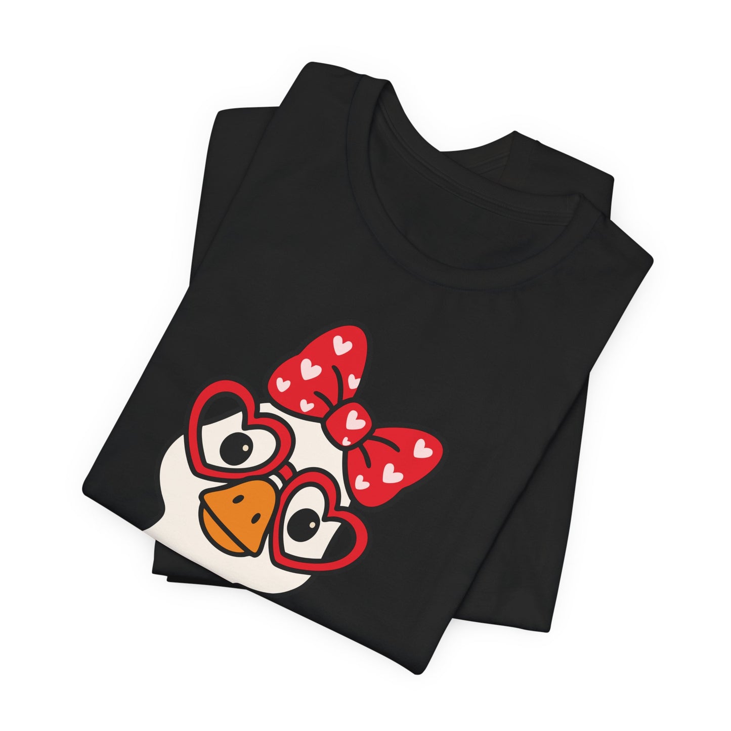 Valentine Goose Tee | Heart Glasses Bow Hello Graphic Shirt