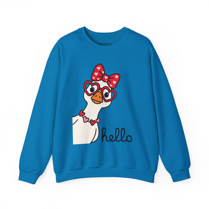 Goose with Heart Glasses sweatshirt | Hello graphic crewneck