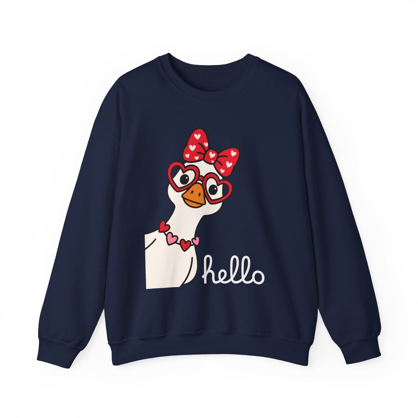 Goose with Heart Glasses sweatshirt | Hello graphic crewneck