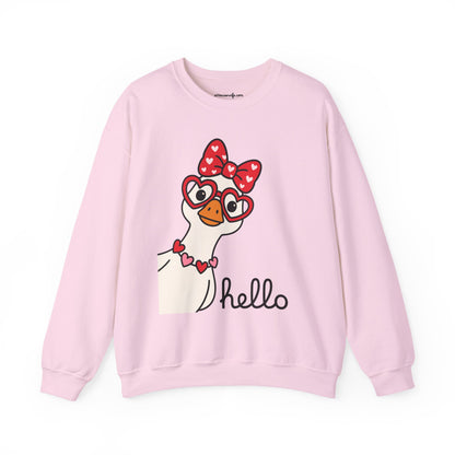 Goose with Heart Glasses sweatshirt | Hello graphic crewneck