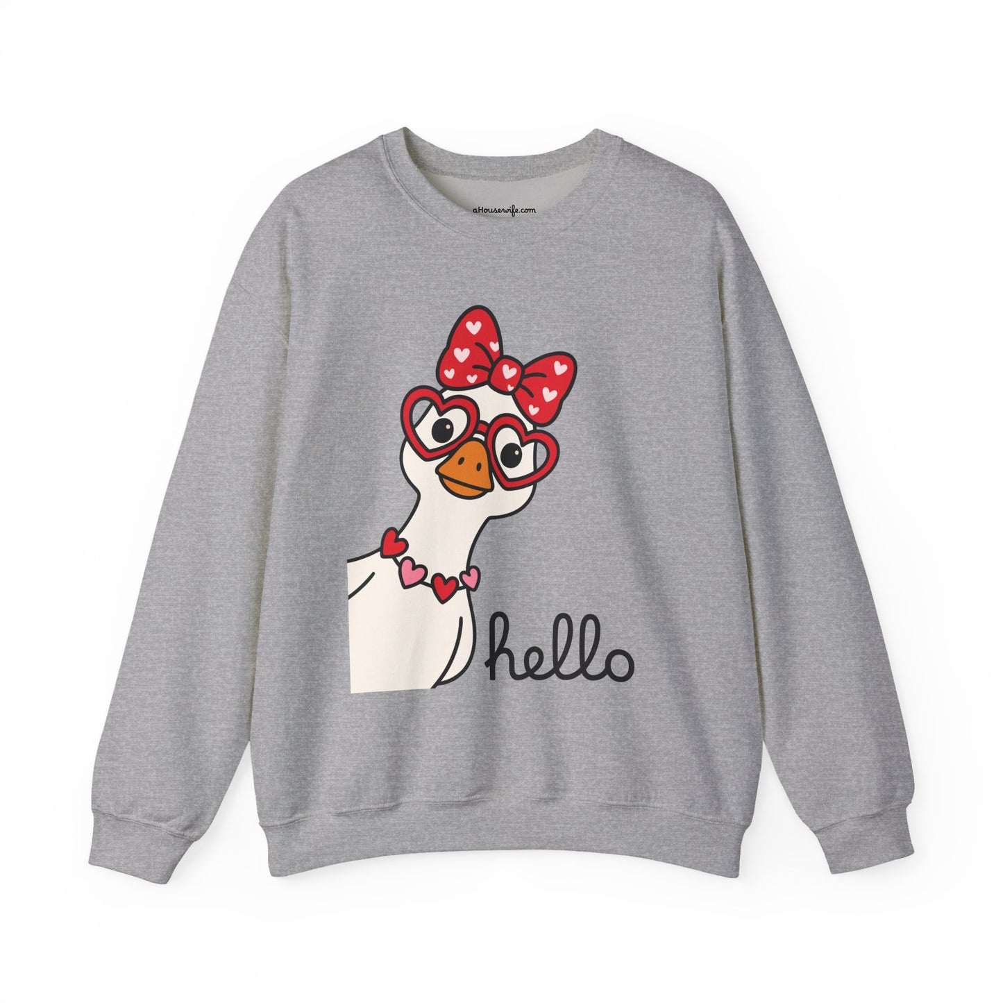Goose with Heart Glasses sweatshirt | Hello graphic crewneck