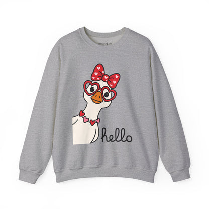 Goose with Heart Glasses sweatshirt | Hello graphic crewneck