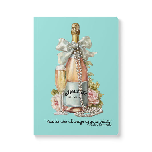 Champagne Bottle with Pearls Journal | Softcover Notebook