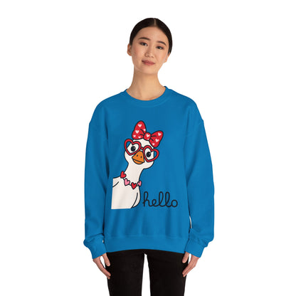 Goose with Heart Glasses sweatshirt | Hello graphic crewneck