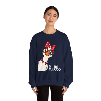 Goose with Heart Glasses sweatshirt | Hello graphic crewneck