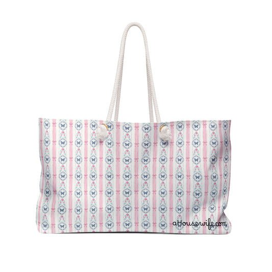 Striped and Butterfly Tote Bag