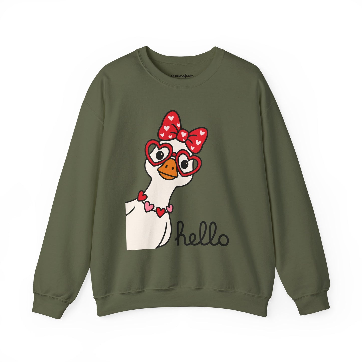 Goose with Heart Glasses sweatshirt | Hello graphic crewneck