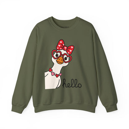 Goose with Heart Glasses sweatshirt | Hello graphic crewneck