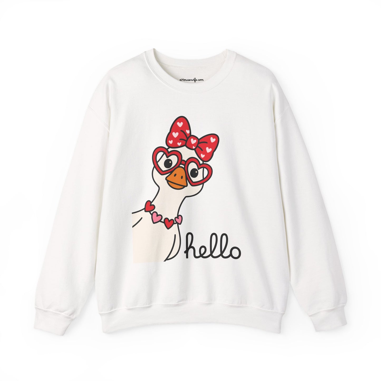 Goose with Heart Glasses sweatshirt | Hello graphic crewneck