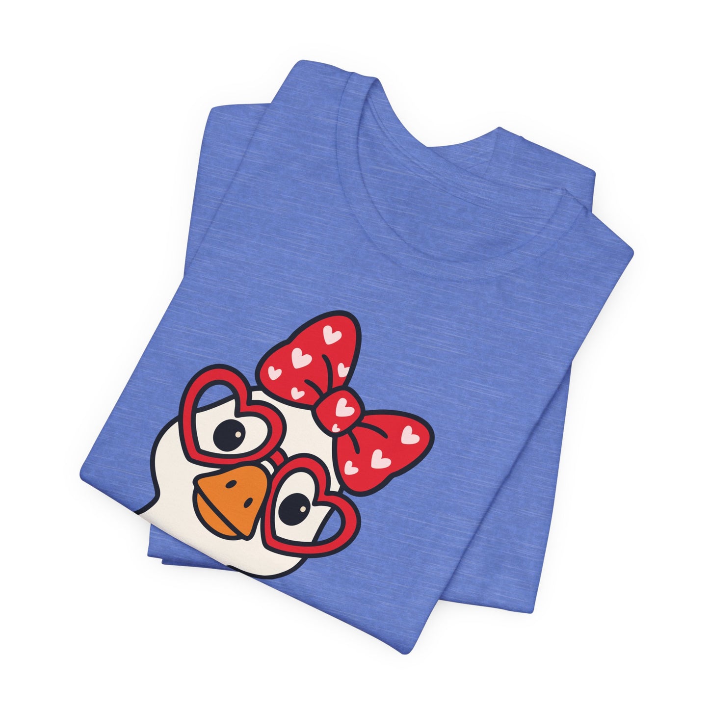 Valentine Goose Tee | Heart Glasses Bow Hello Graphic Shirt