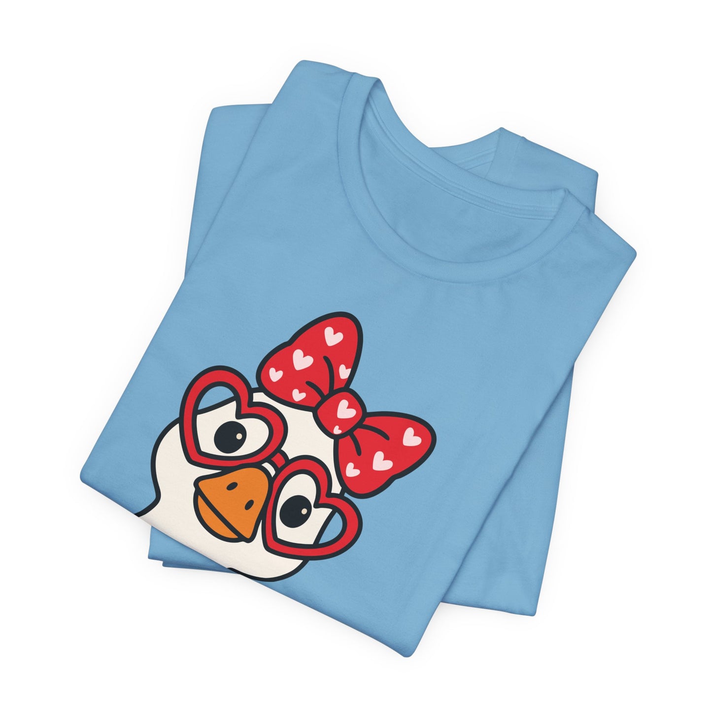 Valentine Goose Tee | Heart Glasses Bow Hello Graphic Shirt