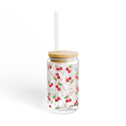 Cherry Blossom Sipper Glass, 16oz