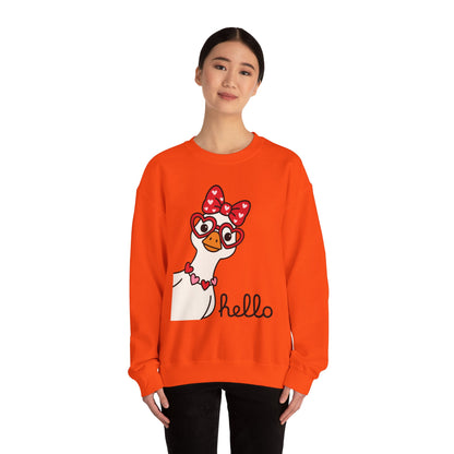 Goose with Heart Glasses sweatshirt | Hello graphic crewneck