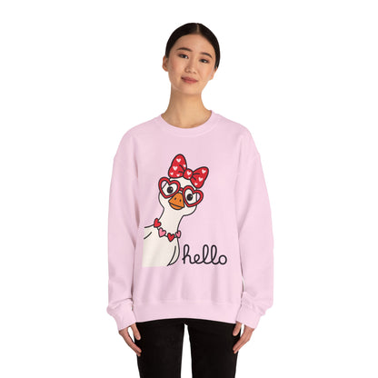 Goose with Heart Glasses sweatshirt | Hello graphic crewneck