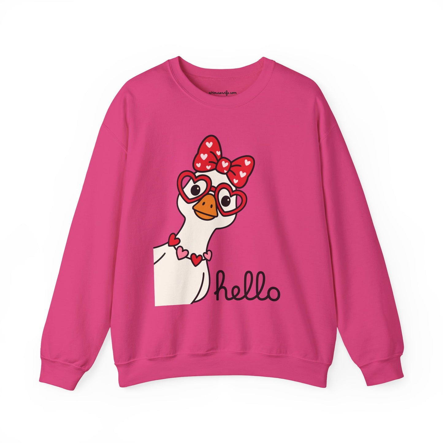 Goose with Heart Glasses sweatshirt | Hello graphic crewneck