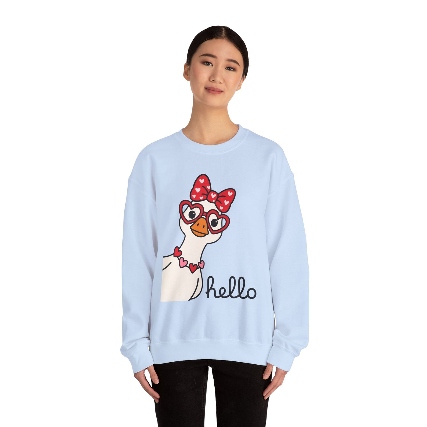 Goose with Heart Glasses sweatshirt | Hello graphic crewneck