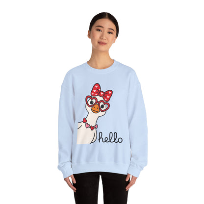 Goose with Heart Glasses sweatshirt | Hello graphic crewneck