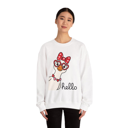 Goose with Heart Glasses sweatshirt | Hello graphic crewneck